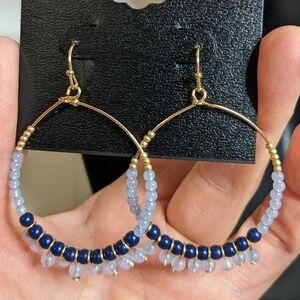 Ophelia Roe Gold Tone‎ Beaded Dangle Hoop Earrings